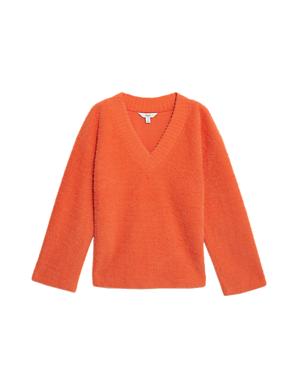 Oversized Cosy Textured V-Neck Sweatshirt