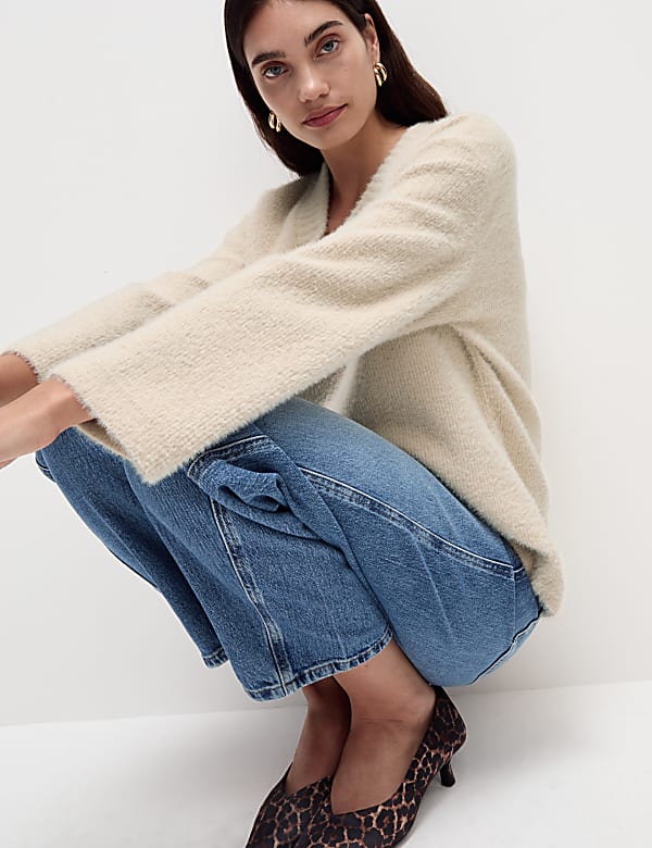 Oversized Cosy Textured V-Neck Sweatshirt