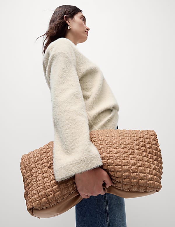 Oversized Cosy Textured V-Neck Sweatshirt