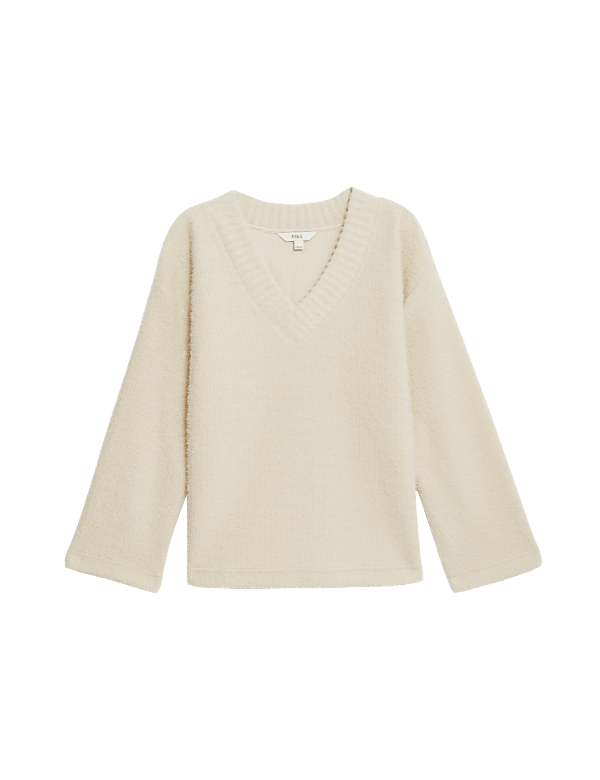 Oversized Cosy Textured V-Neck Sweatshirt