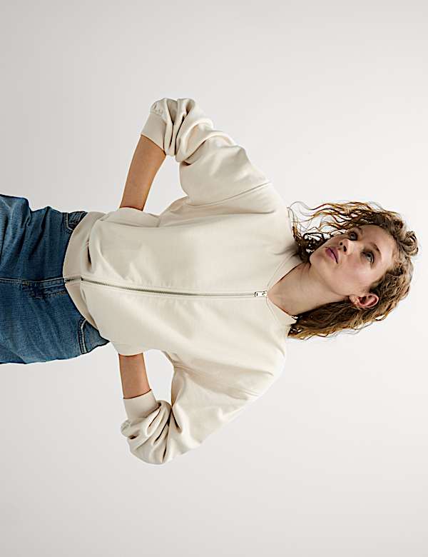 Sudadera 100 % algod&oacute;n con cremallera - US