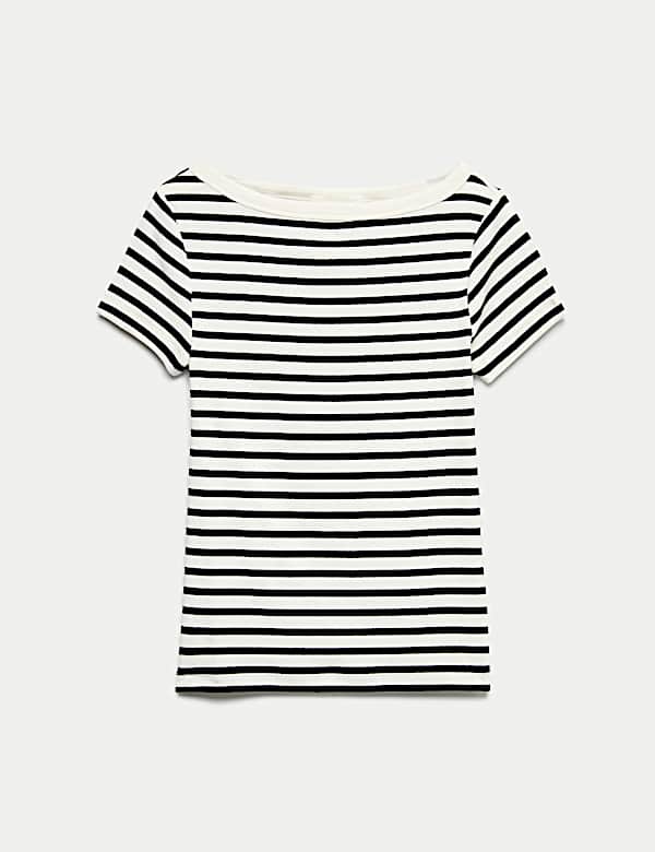 Cotton Rich Ribbed Slash Neck T-Shirt - UA