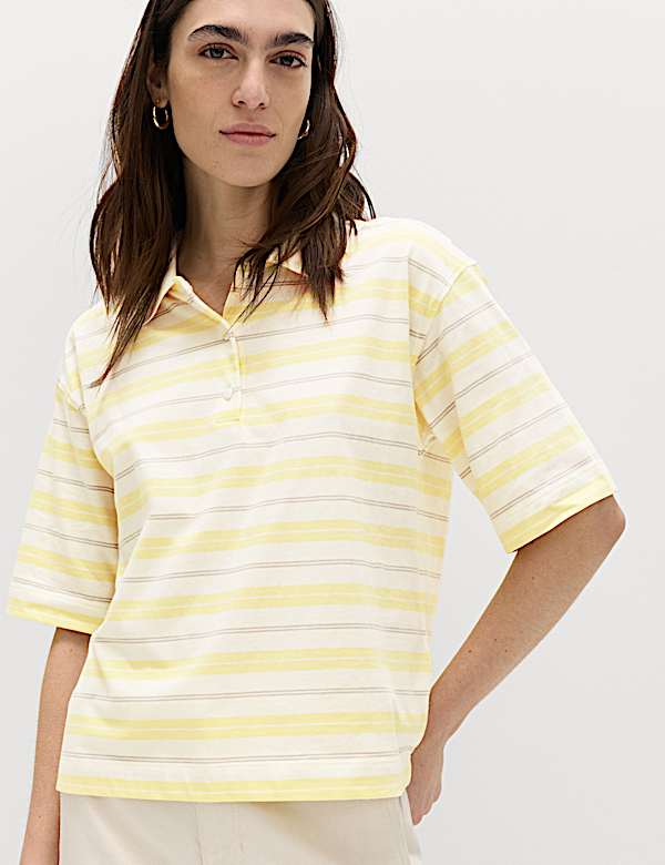 Pure Cotton Short Striped Rugby Top