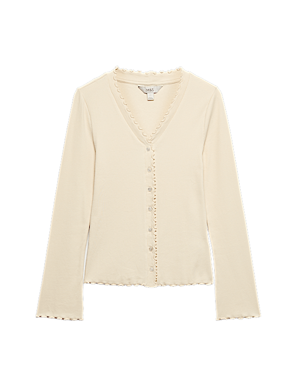 Cotton Rich V-Neck Buttoned Top