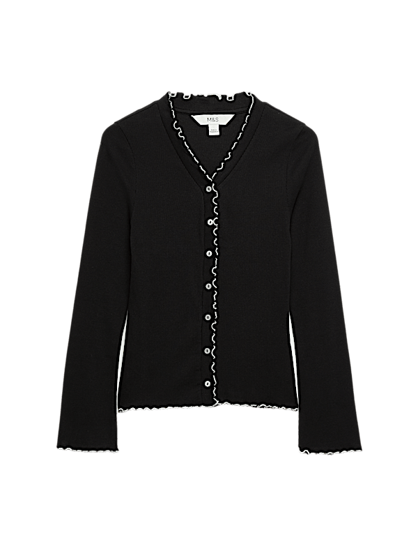 Cotton Rich V-Neck Buttoned Top