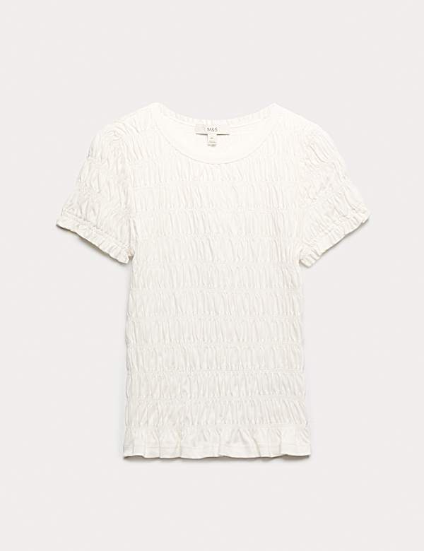 Pure Cotton Smocked Detail Top