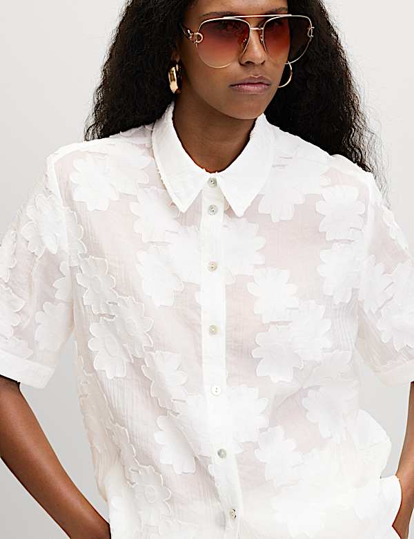 Short Sleeve Floral Jacquard Shirt