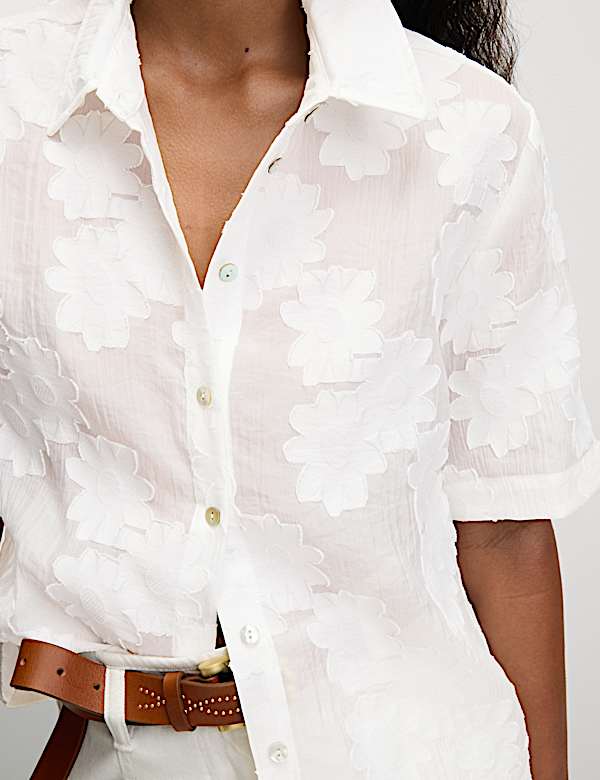 Short Sleeve Floral Jacquard Shirt