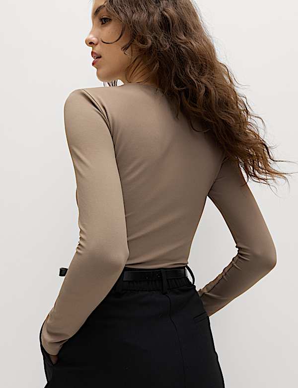 Slim Fit Crew Neck Long Sleeve Top - DK