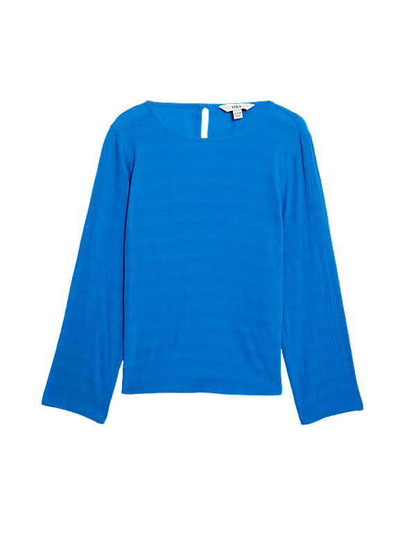 Textured Crew Neck Blouse