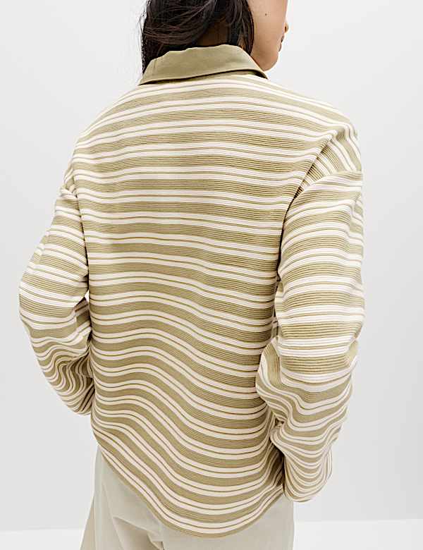 Cotton Rich Striped Collared Rugby Polo