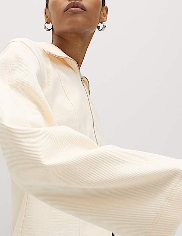 Cotton Rich Waisted Zip Through Sweatshirt - HU