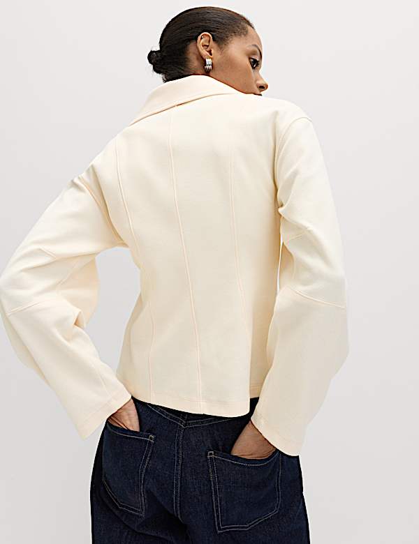 Cotton Rich Waisted Zip Through Sweatshirt - HU