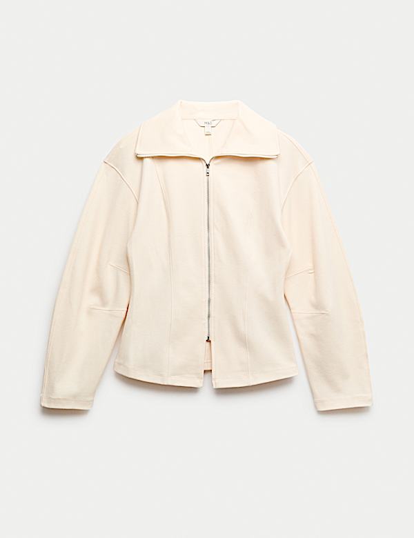 Cotton Rich Waisted Zip Through Sweatshirt - HU