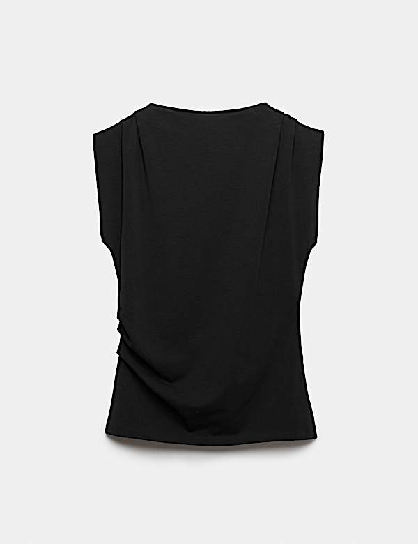 Cotton Rich Ribbed High Neck Asymmetric Top - CZ