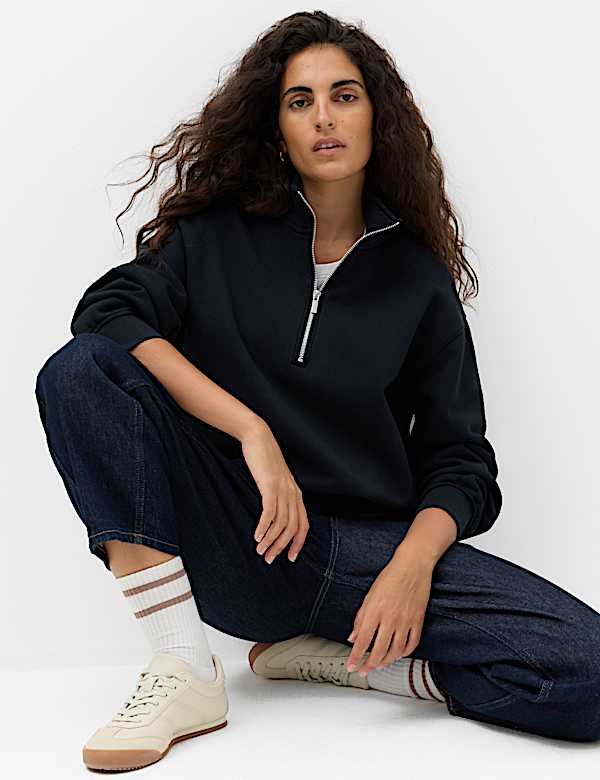 Pure Cotton Premium Half Zip Ultimate Sweatshirt