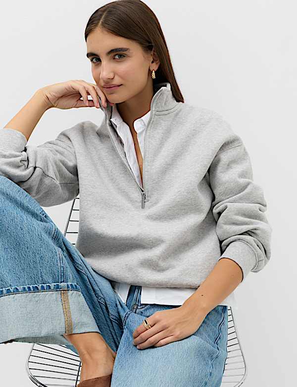Pure Cotton Premium Half Zip Ultimate Sweatshirt