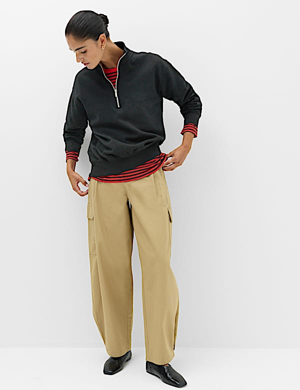 Pure Cotton Funnel Neck Half Zip Ultimate Sweatshirt - CH