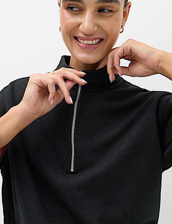 Pure Cotton Funnel Neck Half Zip Ultimate Sweatshirt - CH
