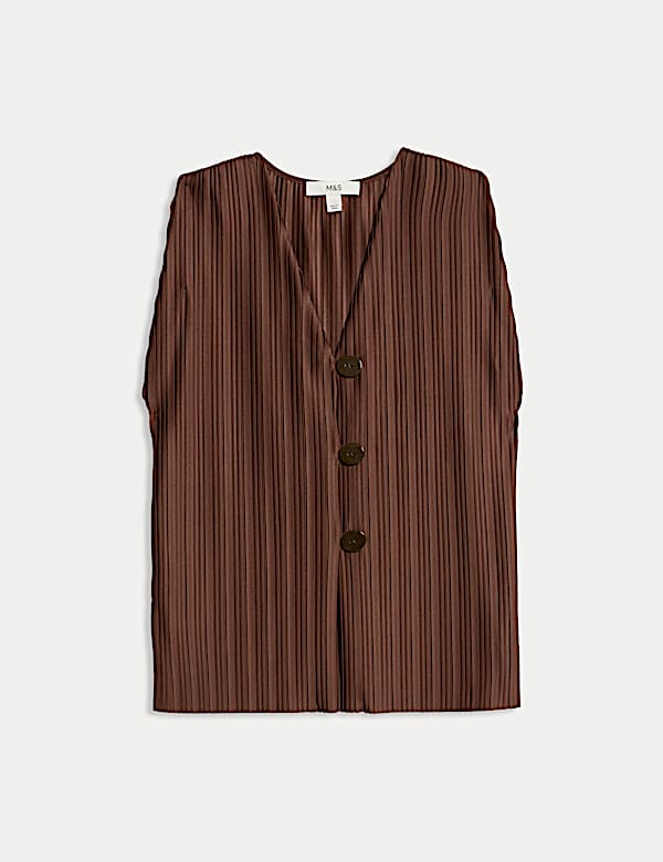 Plisse V-Neck Button Through Waistcoat - BE
