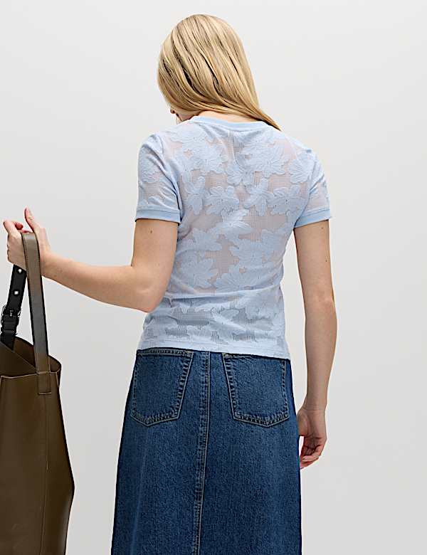 Cotton Blend Floral Lace Top