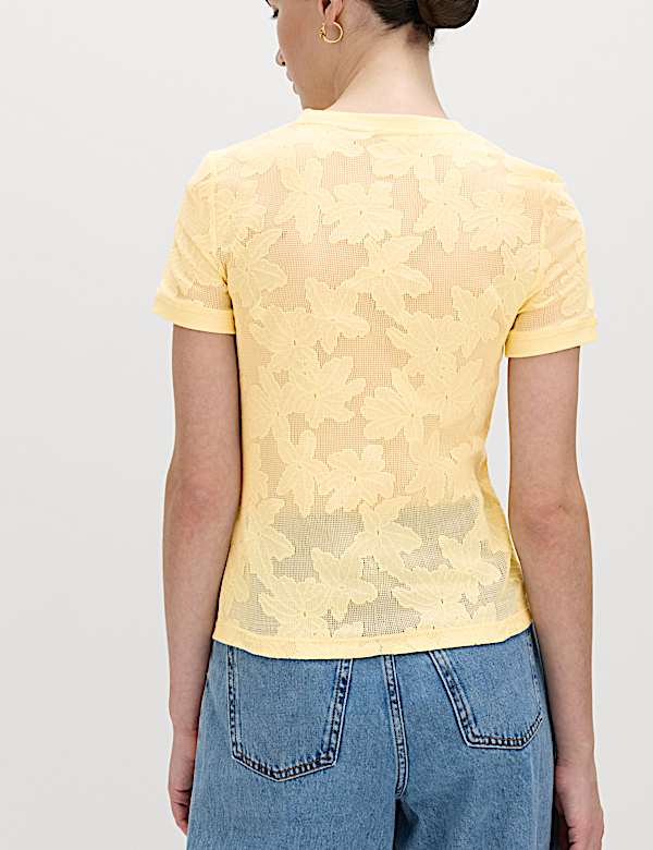 Cotton Blend Floral Lace Top