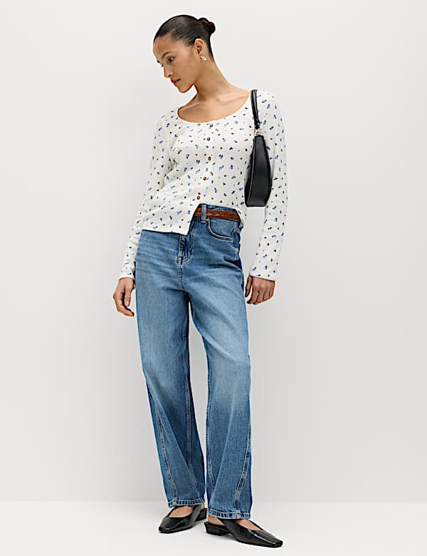 Pure Cotton Waffle Scoop Neck Top - NZ
