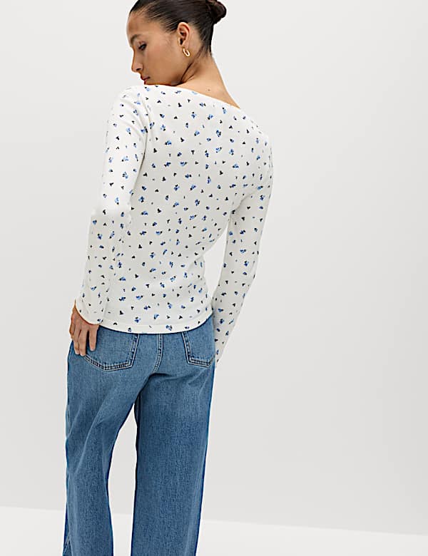 Pure Cotton Waffle Scoop Neck Top - NZ