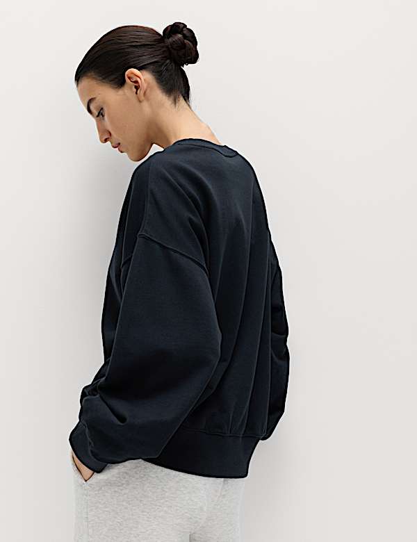 Pure Cotton Embroidered Slogan Sweatshirt - NO