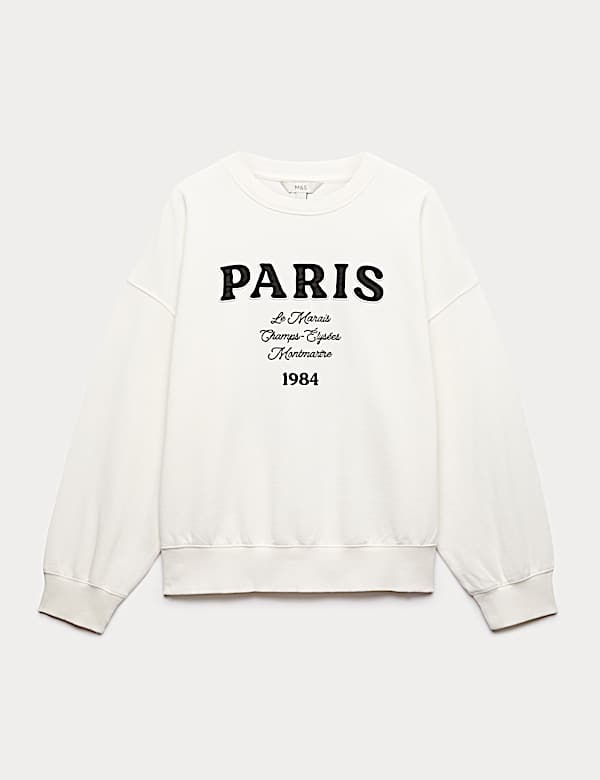 Pure Cotton Embroidered Slogan Sweatshirt - CA