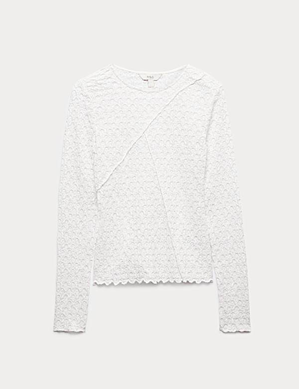 Cotton Blend Lace Textured Top - AT