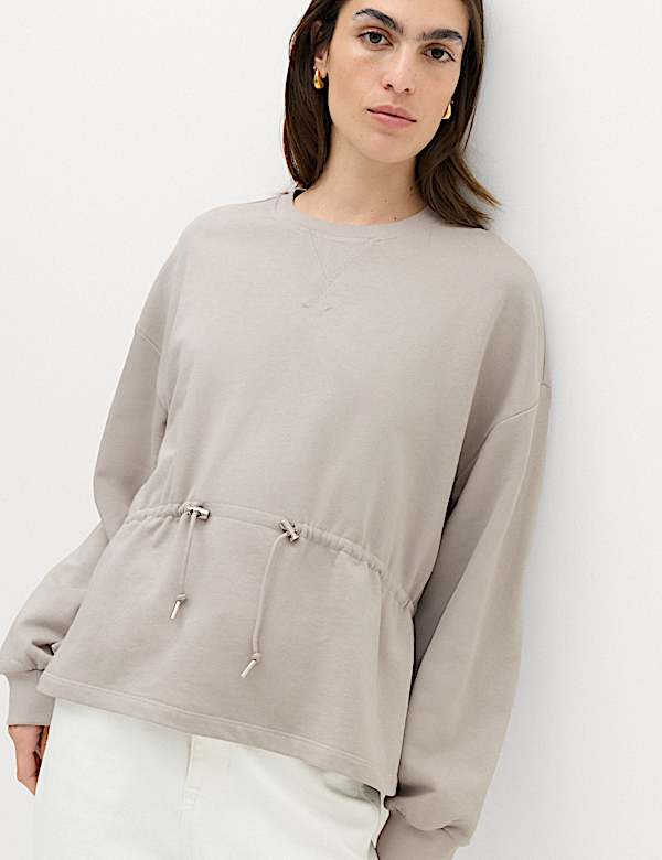 Pure Cotton Drawcord Waist Sweatshirt
