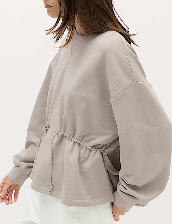 Pure Cotton Drawcord Waist Sweatshirt