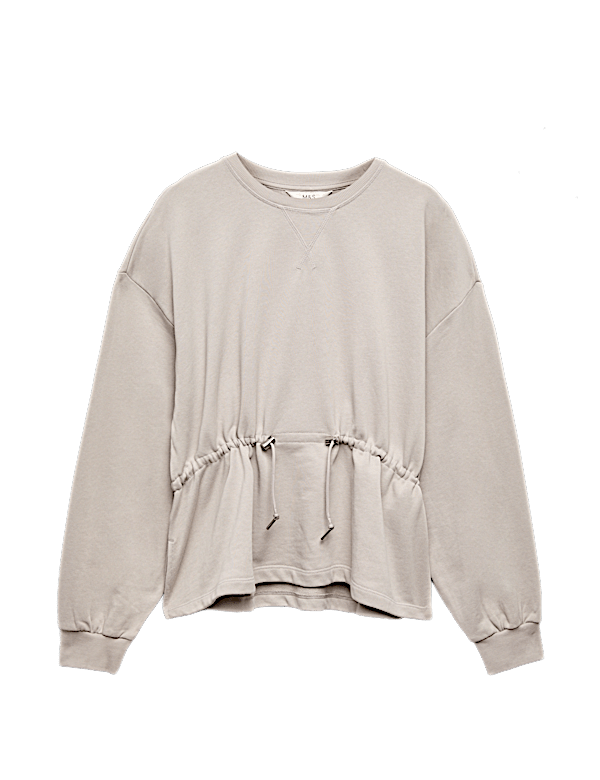 Pure Cotton Drawcord Waist Sweatshirt