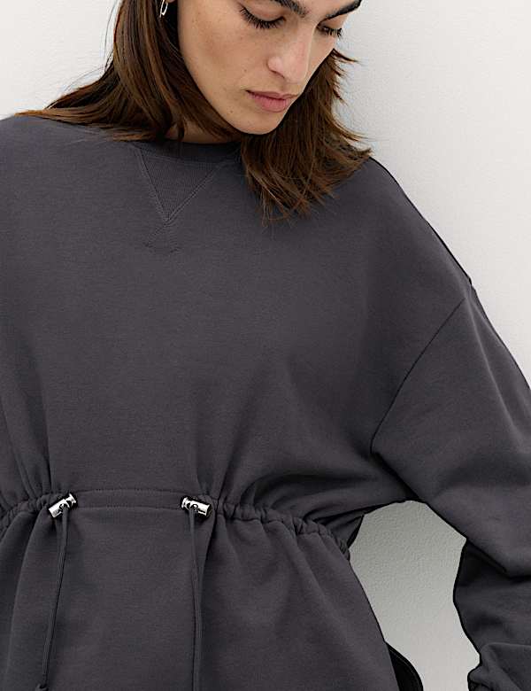 Sweat-shirt 100 % coton avec cordon &agrave; la taille - FR