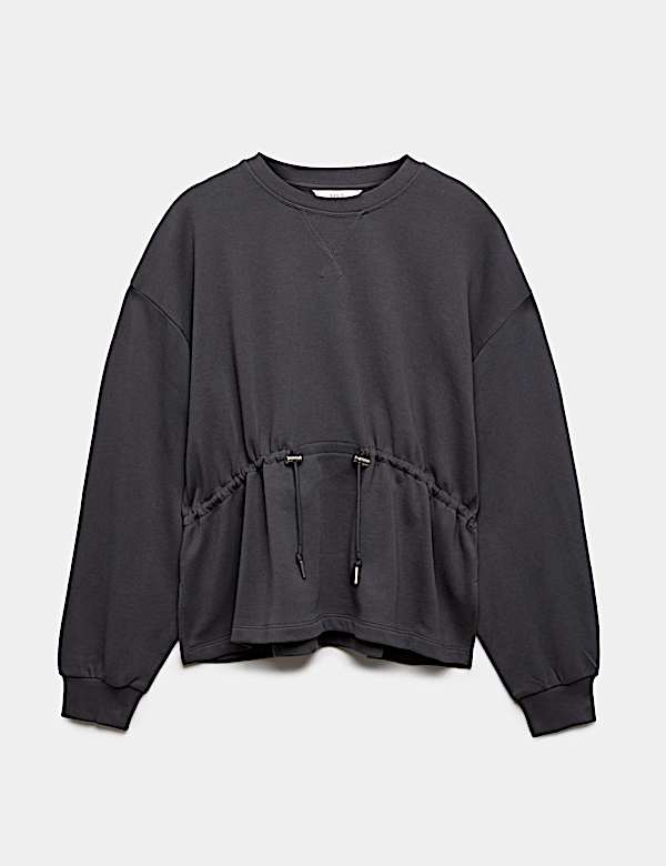 Sweat-shirt 100 % coton avec cordon &agrave; la taille - FR