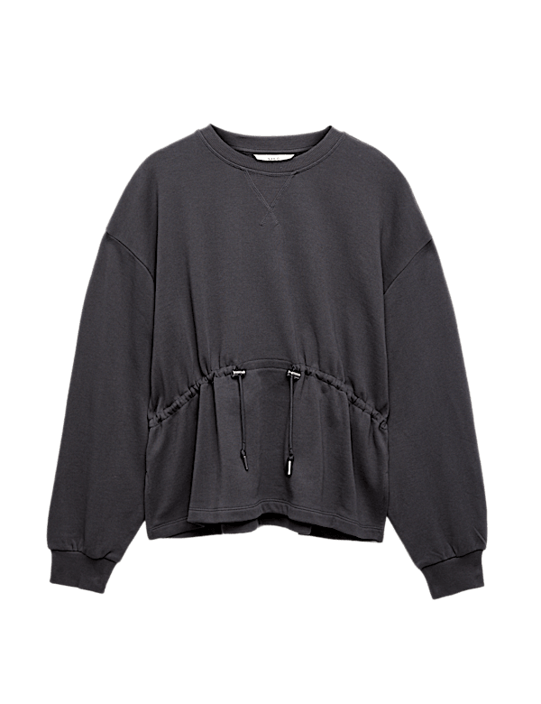 Pure Cotton Drawcord Waist Sweatshirt