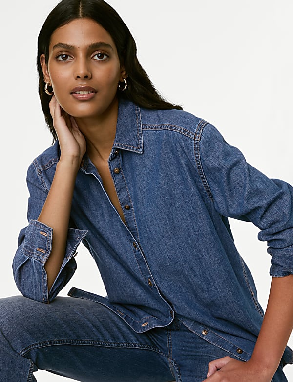 Denim Collared Relaxed Shirt - CY