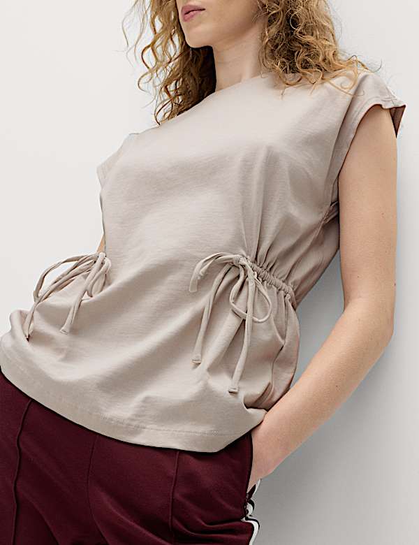 Pure Cotton Tie Waist Oversized T-Shirt - CH