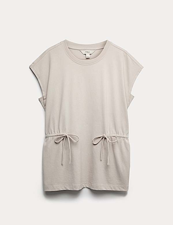 Pure Cotton Tie Waist Oversized T-Shirt - CH