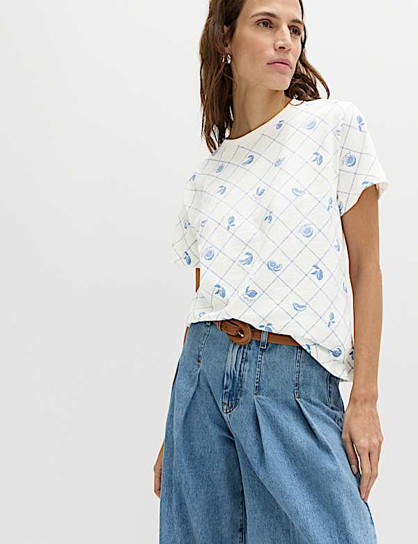 Pure Slub Cotton Checked T-Shirt