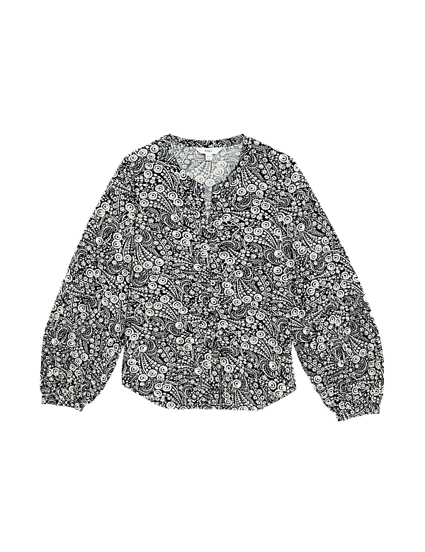 Cotton Rich Printed Textured Blouse