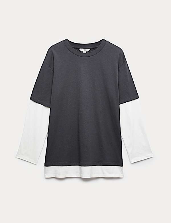 Pure Cotton Double Layer Oversized T-Shirt - DE