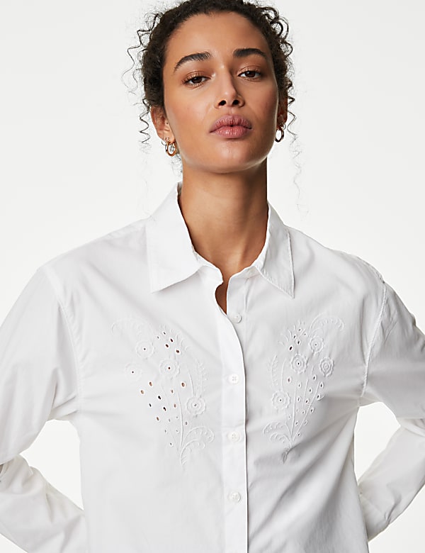 Pure Cotton Cutwork Detail Shirt