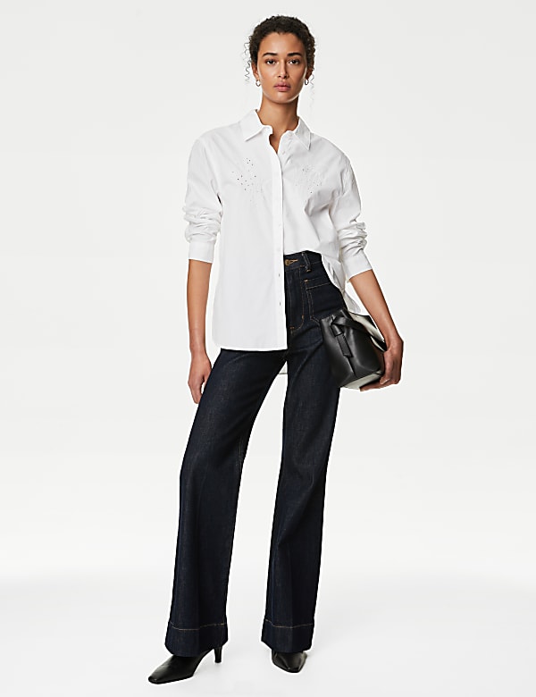 Pure Cotton Cutwork Detail Shirt