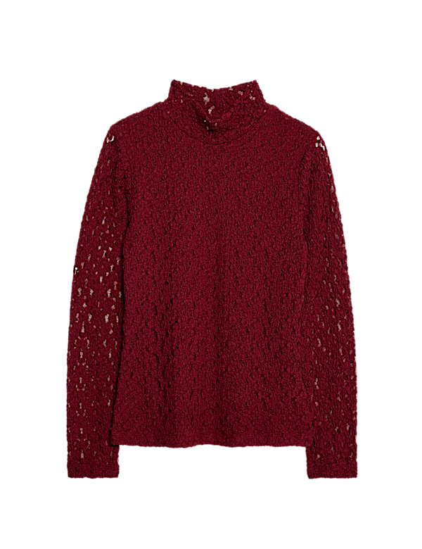 Cotton Blend Lace High Neck Top