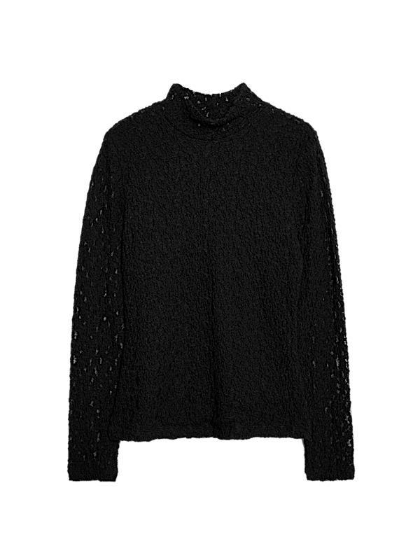 Cotton Blend Lace High Neck Top