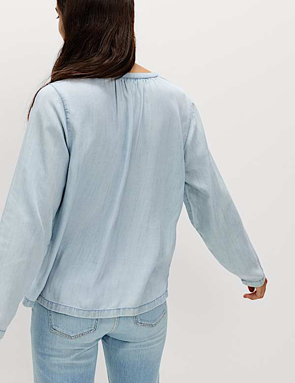 Pure Lyocell Tie Fastening Blouse