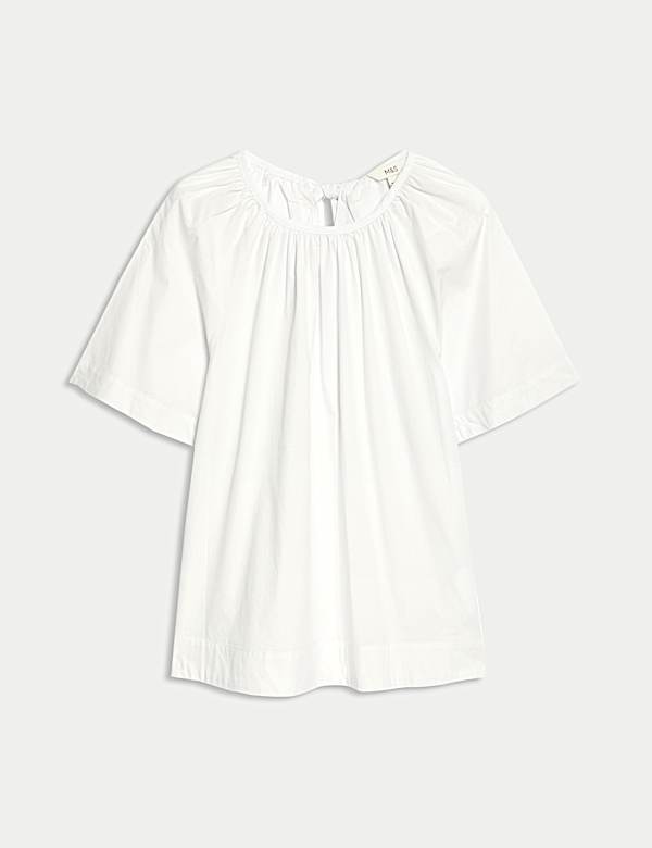 Pure Cotton Tie Back Detailing Blouse - US