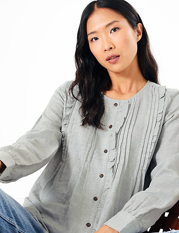 Cotton Rich Pintuck Blouse